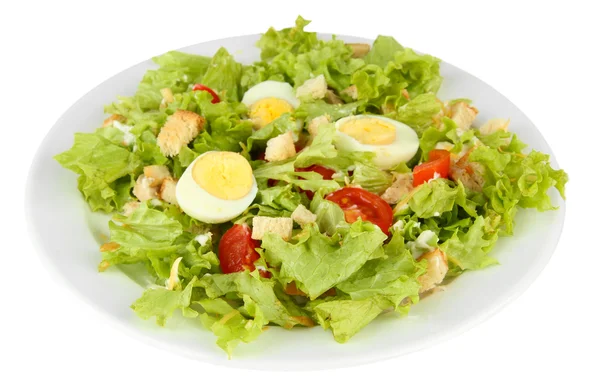Caesar salad on white plate, isolated on white — Stock Photo, Image