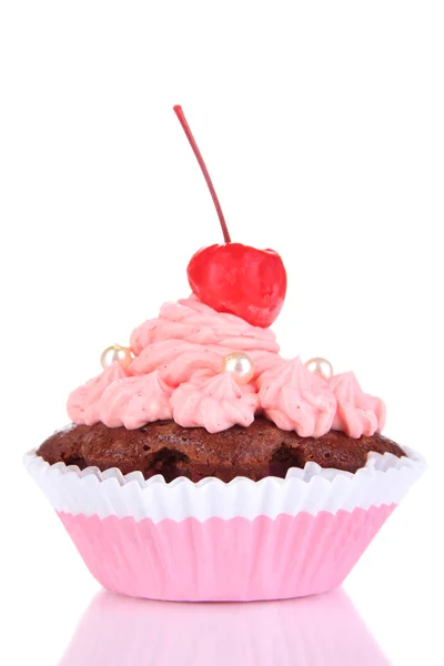 Delicioso belo cupcake isolado em branco — Fotografia de Stock