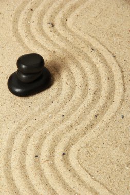 Zen Bahçesi komisyon kum ve yuvarlak taşlar ile yakın çekim