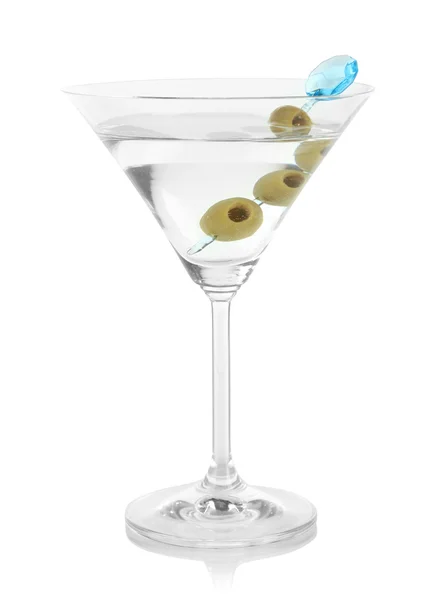 Martini glass with olives isolated on whit — Stock Photo, Image