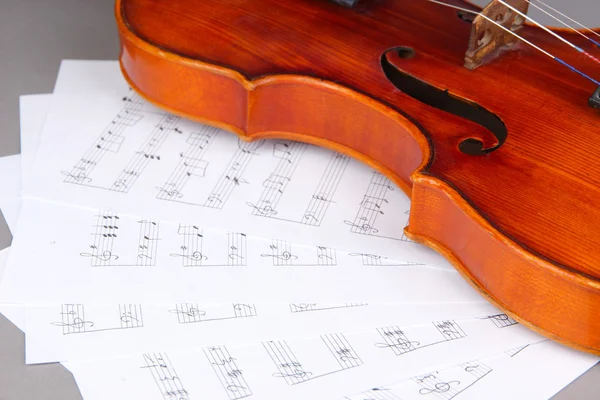 Klassische Geige auf Noten — Stockfoto