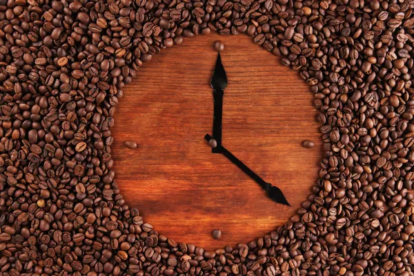 Wall clock of coffee beans, close up — Stock Photo, Image