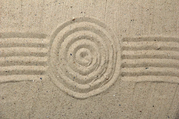 Zen garden with raked sand close up — Stock Photo, Image