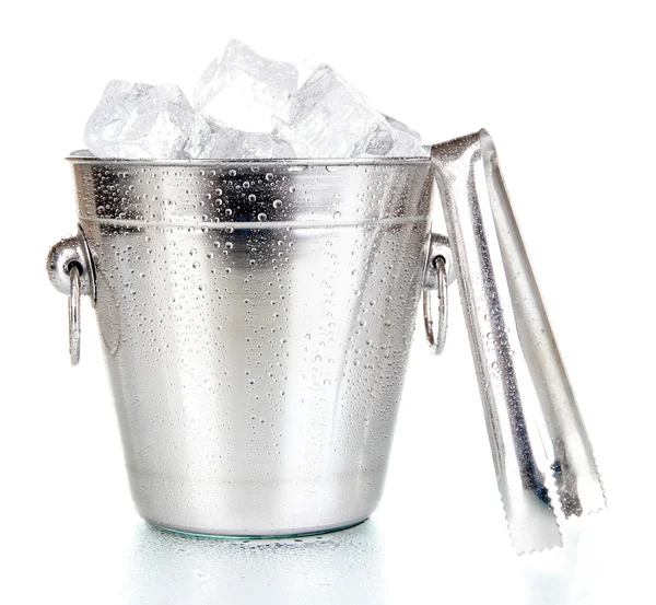 Metal ice bucket isolated on white — Stock Photo, Image