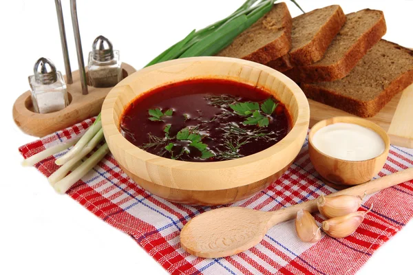 Delicious borsch isolated on white — Stock Photo, Image