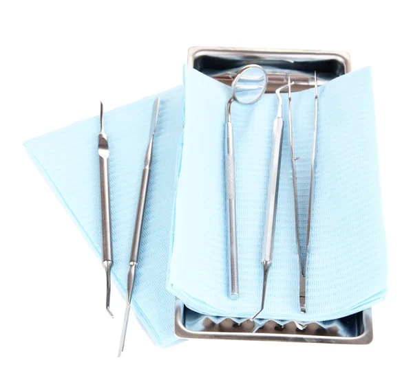 Outils dentistes isolés sur blanc — Photo