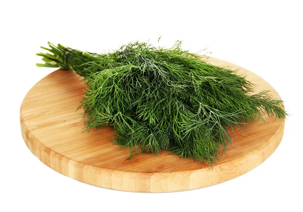 Dill on cutting board isolated on white — Stock Photo, Image
