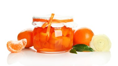 lezzet ve üzerinde beyaz izole mandalina, portakal reçeli