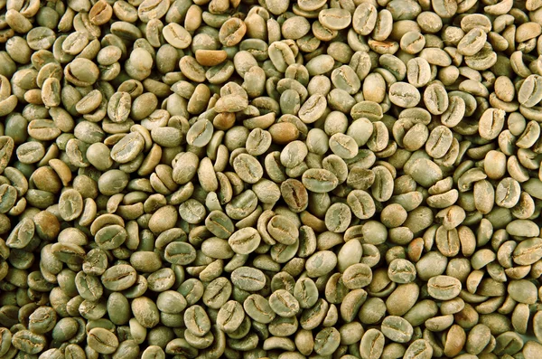 Grãos de café verde, close-up — Fotografia de Stock