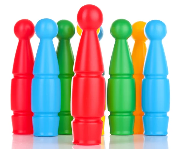Kolorowe plastikowe kręgle kręgle zabawka na białym tle — Zdjęcie stockowe
