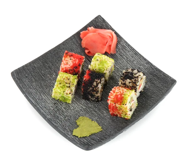 Gustoso sushi Maki - Rotolo isolato su bianco — Foto Stock