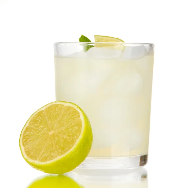 Lemonade in glass isolated on white — Stock Photo, Image