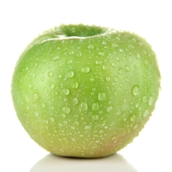 Sappige groene appel, geïsoleerd op wit — Stockfoto