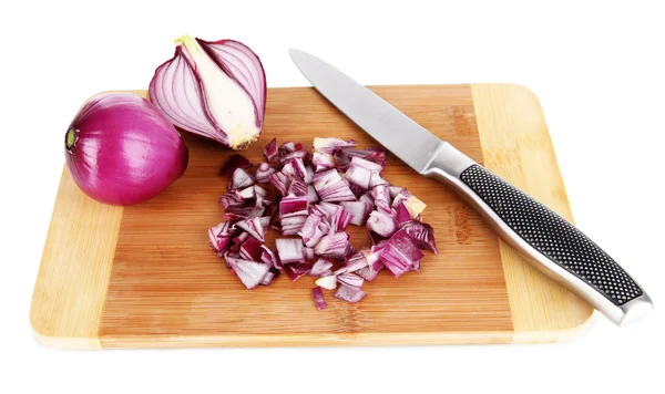 Cutting purple onion isolated on white — Stock Photo, Image