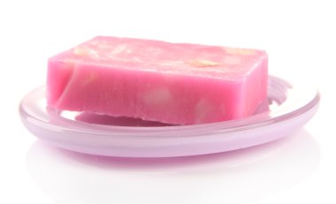 Sabunluk ile üzerine beyaz izole doğal el yapımı Sabun