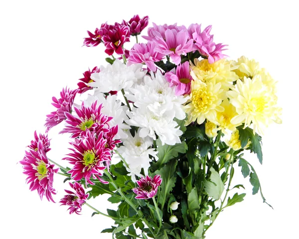 Bouquet of beautiful chrysanthemums isolated on white — Stock Photo, Image