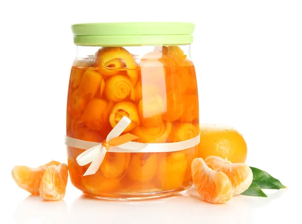 Lezzet ve üzerinde beyaz izole mandalina, portakal reçeli — Stok fotoğraf