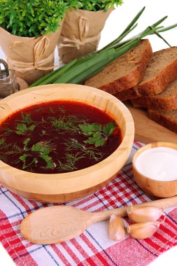 lezzetli borsch üzerinde tablo yakın çekim