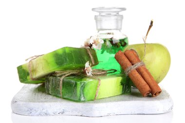 el yapımı Sabun ve yapım, izole üzerinde beyaz sabun için malzemeler