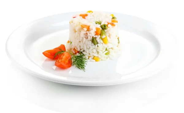 Delicioso risotto con verduras, aislado en blanco —  Fotos de Stock