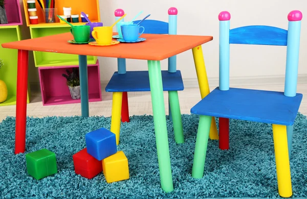 Small and colorful table and chairs for little kids — Stock Photo, Image