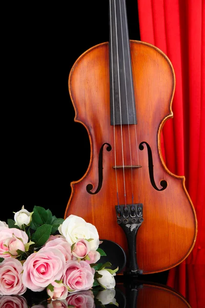 Classical violin on curtain background — Stock Photo, Image