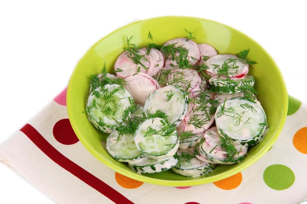 Vitamin vegetabilsk salat i plade isoleret på hvid - Stock-foto