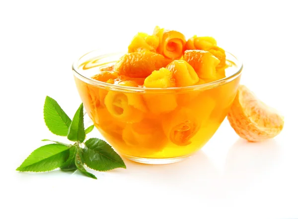 Orange jam with zest and tangerine, isolated on white — Stock Photo, Image