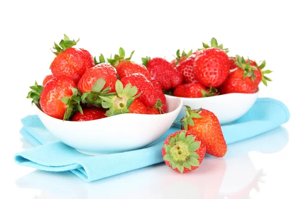 Fresh strawberry in bowl isolated on white — Stock Photo, Image