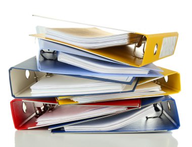 parlak office klasörler üzerinde beyaz izole