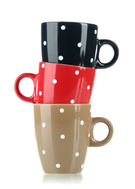 polka dot beyaz izole üç bardak