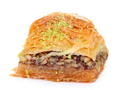 tatlı baklava üzerinde beyaz izole