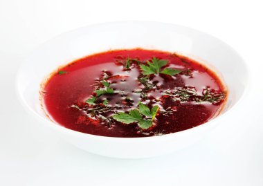 lezzetli borsch üzerinde beyaz izole