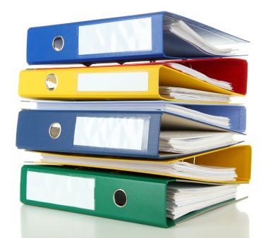 parlak office klasörler üzerinde beyaz izole