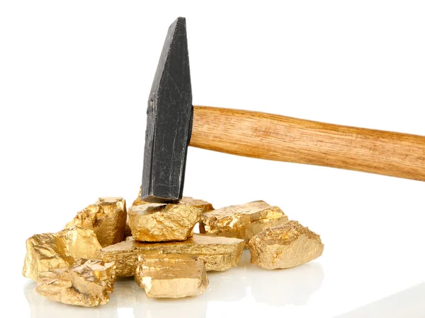 Pepite d'oro con hummer isolato su bianco — Foto Stock