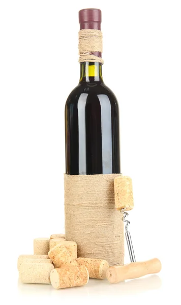 Вино и пробки изолированы на белом — стоковое фото