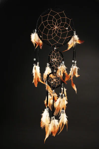 Beautiful dream catcher on black background — Stock Photo, Image