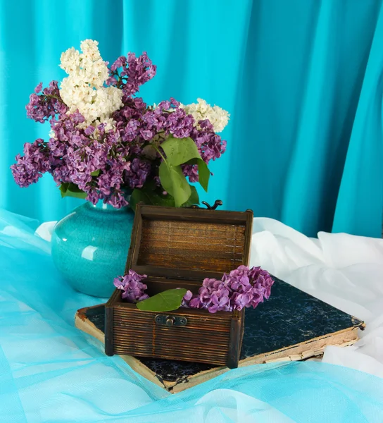 Composition with lilacs on bright background — Stock Photo, Image