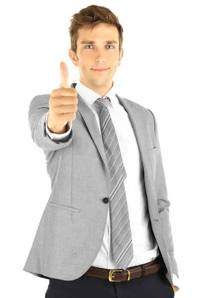 Retrato de joven empresario, aislado sobre blanco — Foto de Stock