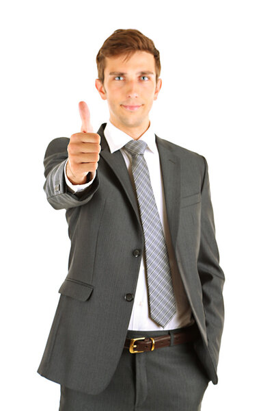 Portrait of young businessman, isolated on white