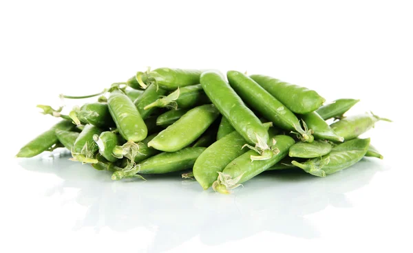 Sweet green peas isolated on white — Stock Photo, Image