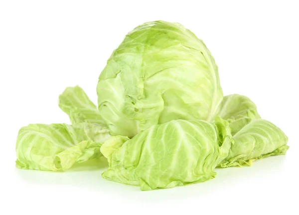 Green cabbage, isolated on white — Stock Photo, Image