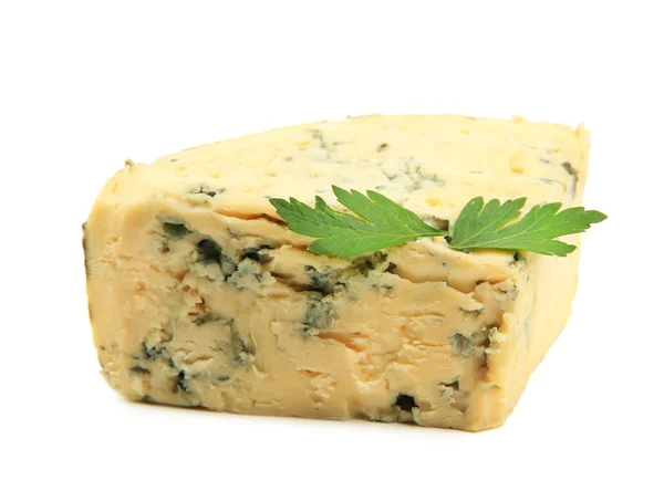 Beyaz izole lezzetli mavi peynir — Stok fotoğraf