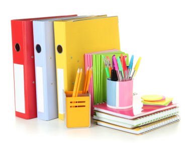parlak office klasörler ve üzerinde beyaz izole farklı ileti örneği