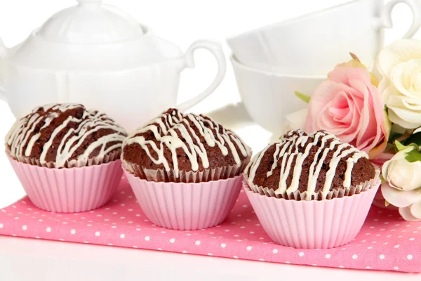 Cupcakes au chocolat sucré fermer — Photo