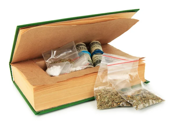Kábítószer-elszigetelt fehér könyv rejtekhely — Stock Fotó