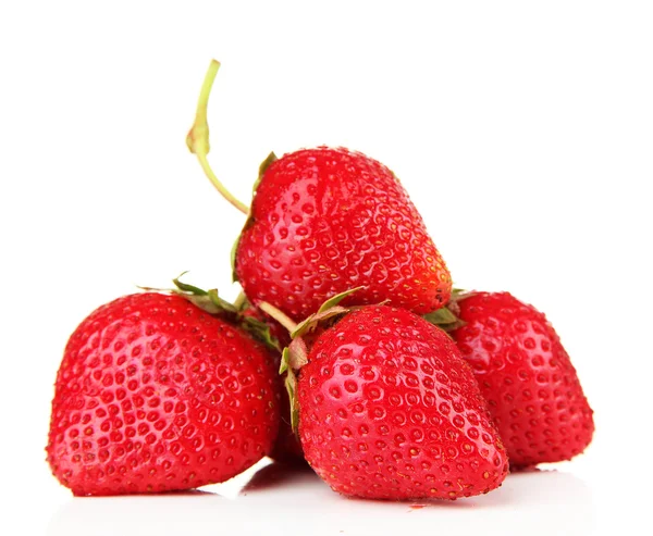 成熟的甜草莓，孤立在白色 图库图片