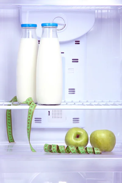 Open refrigerator with diet food — Stock Photo, Image