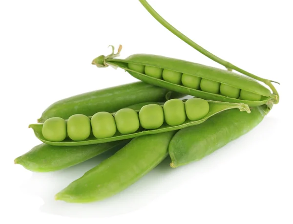 Sweet green peas isolated on white — Stock Photo, Image