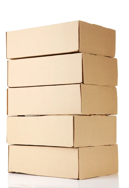 Caixas de encomendas, isoladas sobre branco — Fotografia de Stock